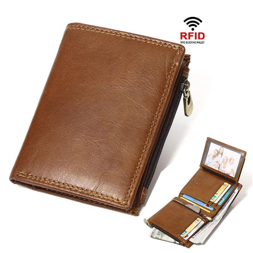 남성용 RFID 에어태그 지갑,  가죽 지갑, 신용 카드 홀더, 지퍼 동전 지갑